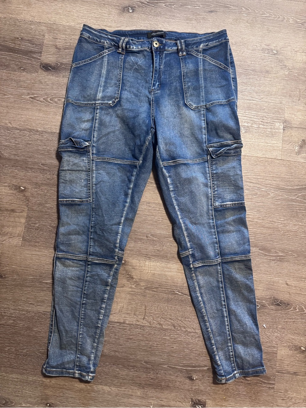 Ashley Stewart Blue Slim Straight Cargo Jeans